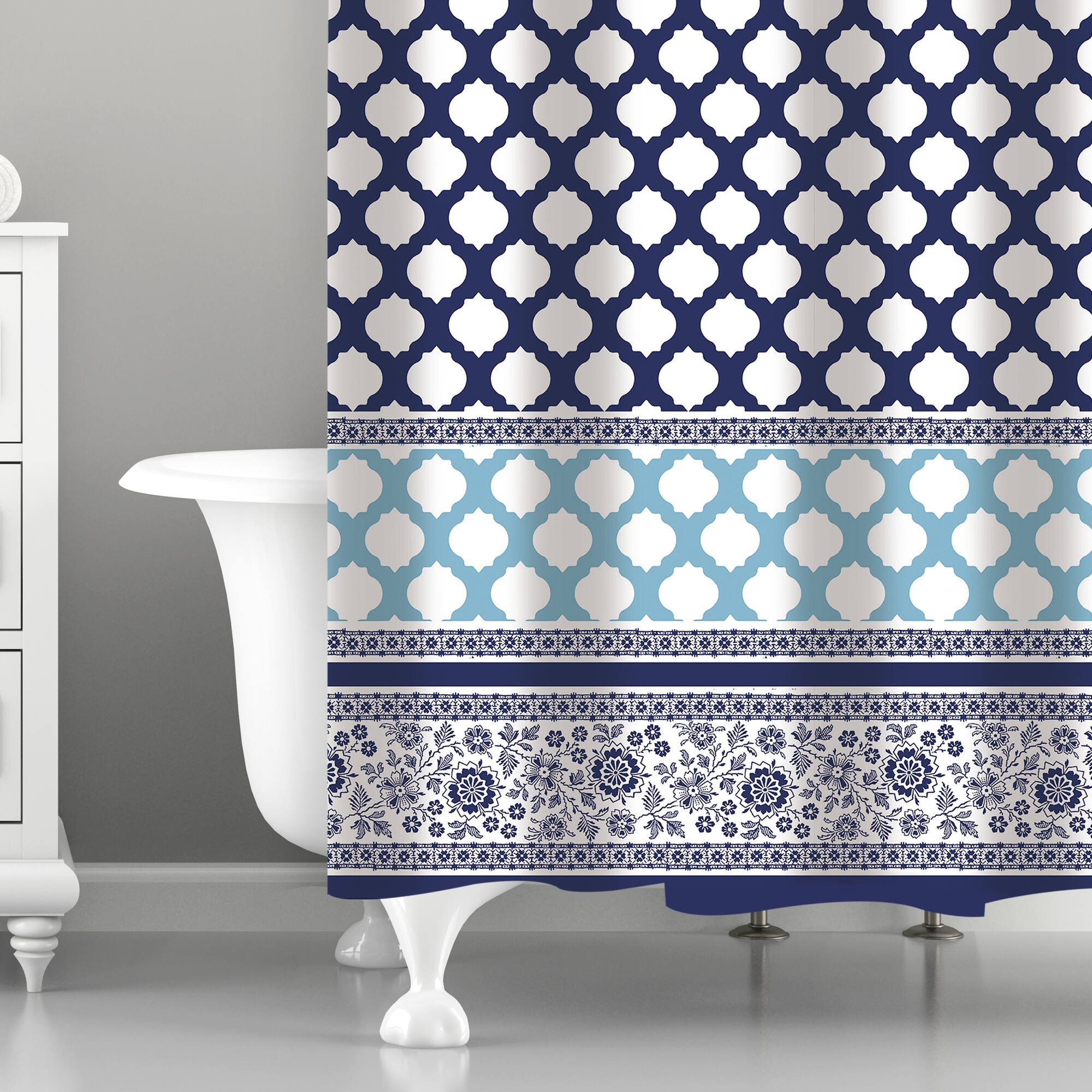 Bath Bliss Lattice Design Shower Curtain